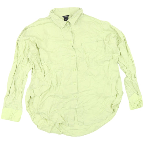 Lindex Women Green Button-Up Shirt - UK M, Linen Blend