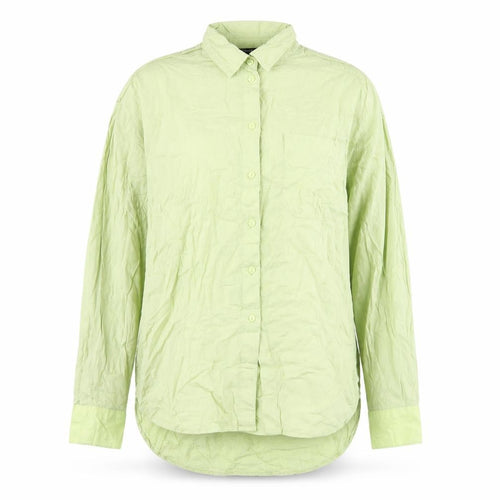 Lindex Women Green Button-Up Shirt - UK M, Linen Blend