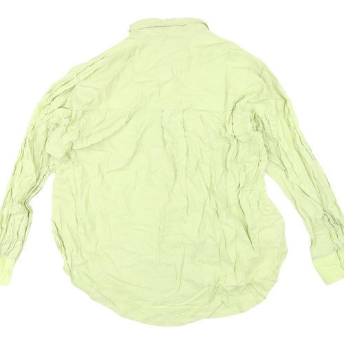 Lindex Women Green Button-Up Shirt - UK M, Linen Blend