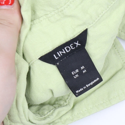 Lindex Women Green Button-Up Shirt - UK M, Linen Blend