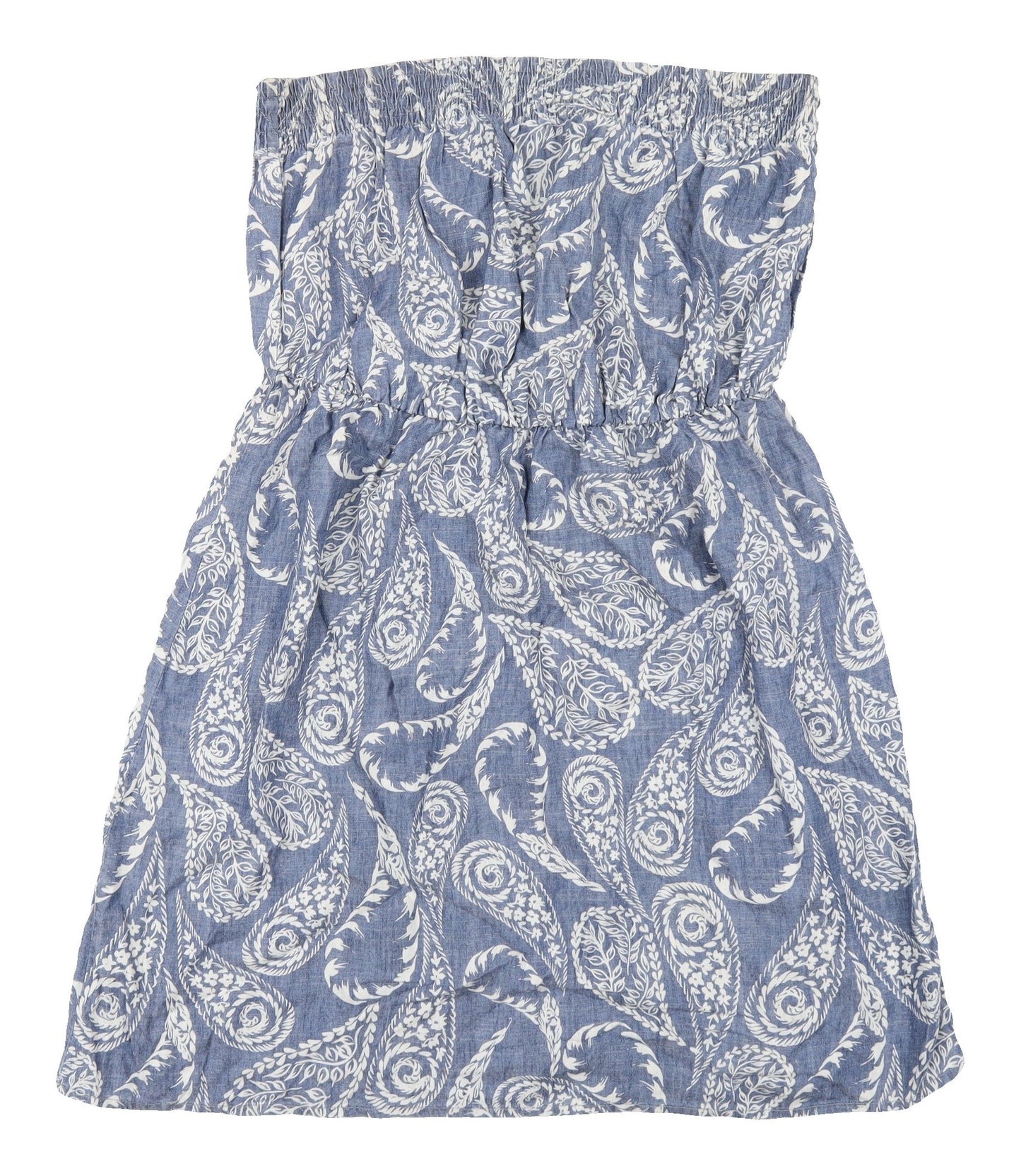 Next Women's Blue Paisley Strapless Dress Size 16