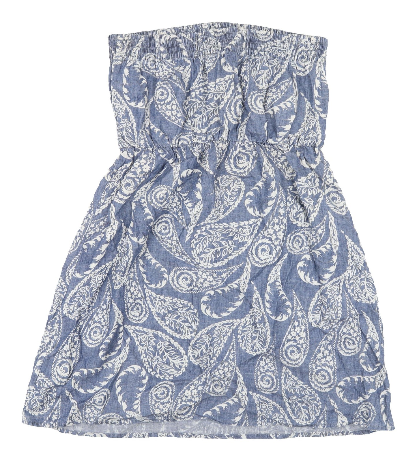 Next Women's Blue Paisley Strapless Dress Size 16