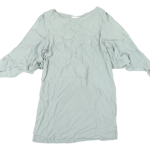 H&M Women's Green Dress Size 12 Flared Sleeve Casual