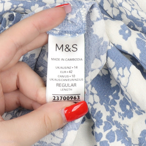 Marks and Spencer Women's Blue Floral A-Line Dress