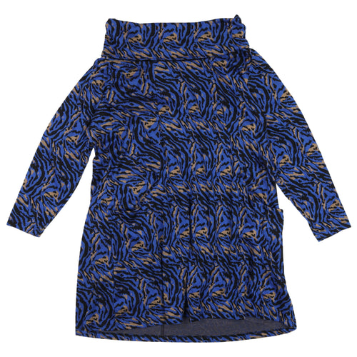 Joe Browns Blue Animal Print Long Sleeve Dress Size 26
