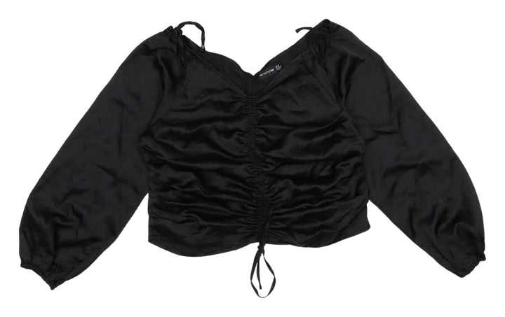 PrettyLittleThing Black Blouse V-Neck Size 14 Women
