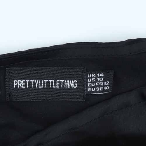 PrettyLittleThing Black Blouse V-Neck Size 14 Women