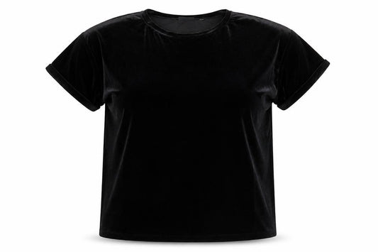 Front view of Next Women's Black Relaxed Velour T-Shirt -, size 18