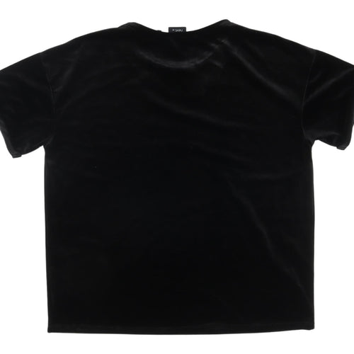 Next Women's Black Relaxed Velour T-Shirt - Size 18