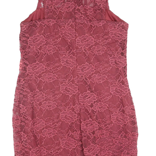 Topshop Women’s Petite Red Lace Bodycon Dress Size 12