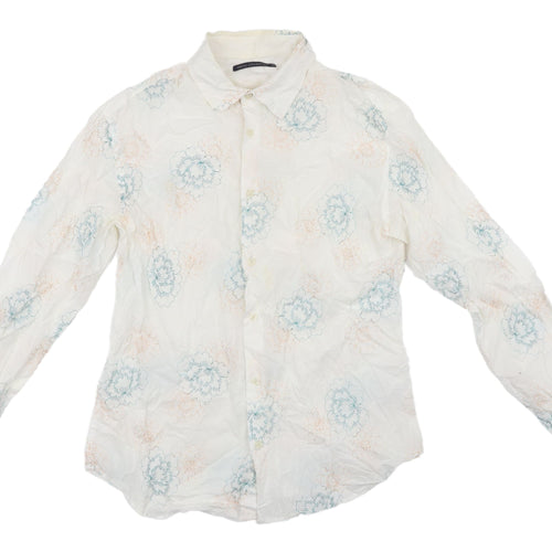 French Connection Women's Ivory Button-Up Shirt, M, Floral