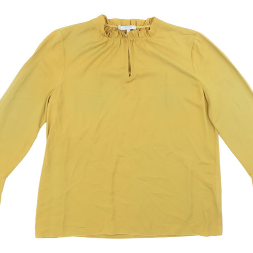 Hobbs Women's Yellow Ruffle Blouse, Size 12