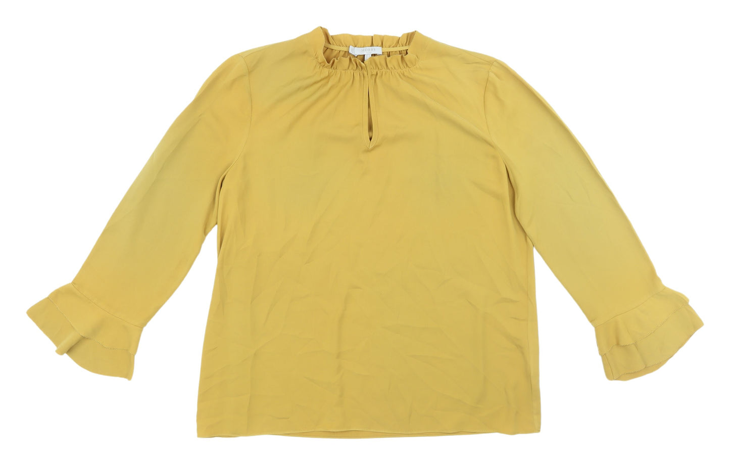 Hobbs Women's Yellow Ruffle Blouse, Size 12