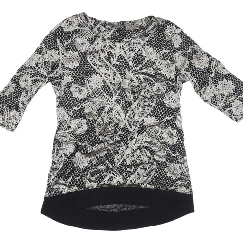 Marks & Spencer Women's Black Floral Tunic Top Size 12