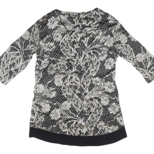 Marks & Spencer Women's Black Floral Tunic Top Size 12