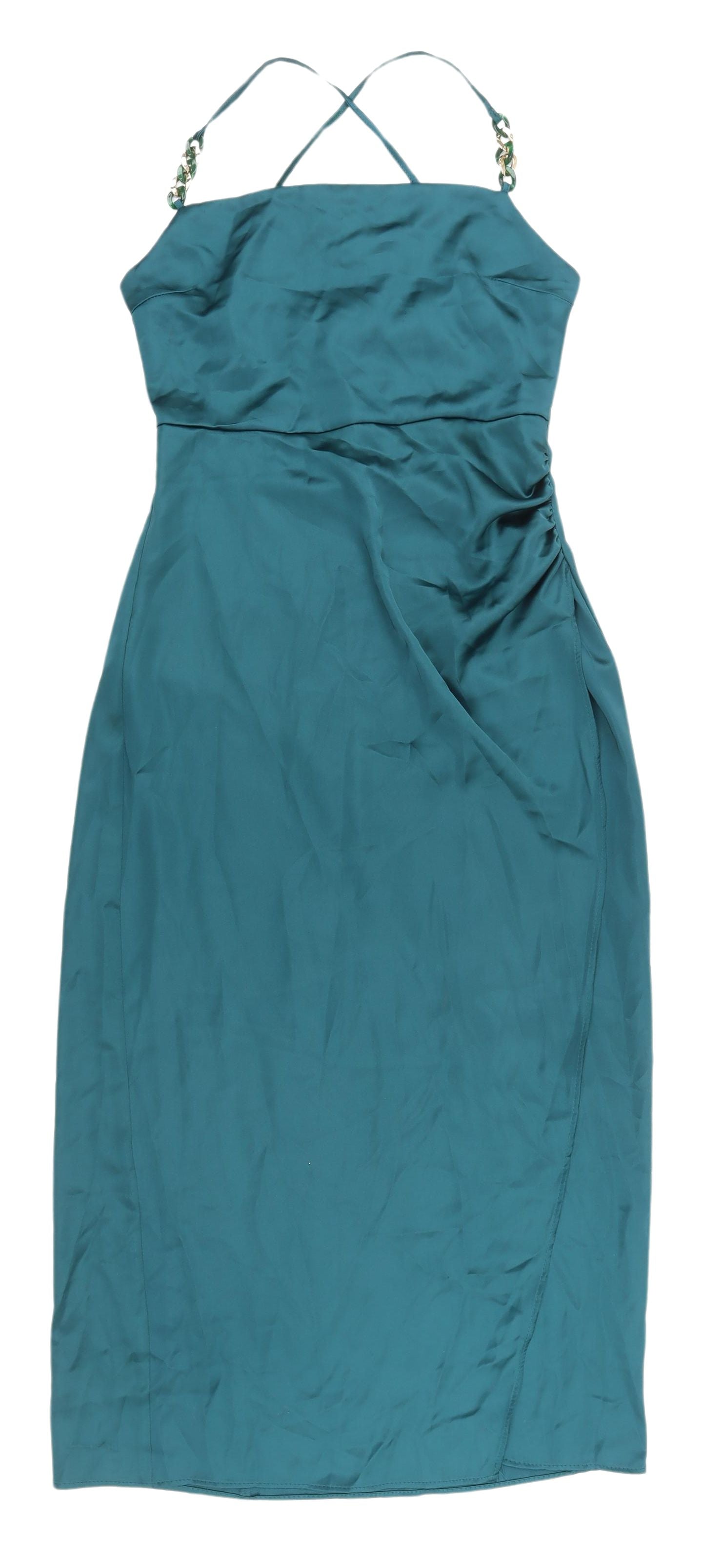Zara Women's Green Bodycon Midi Dress - M