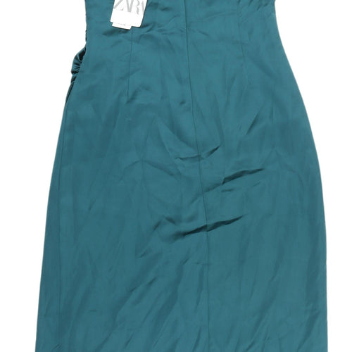 Zara Women's Green Bodycon Midi Dress - M