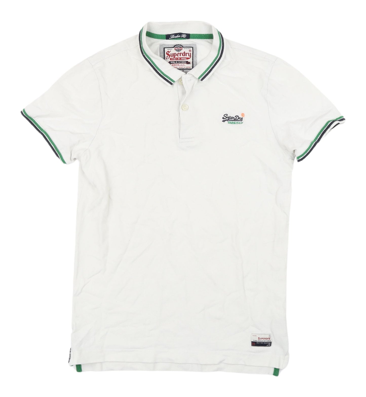 Superdry Men's White Polo Medium Solid Logo Button