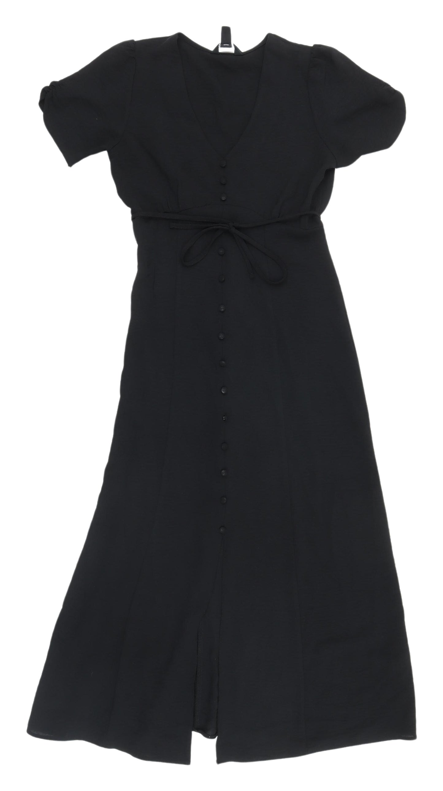 New Look Women’s Black V-Neck Buttoned Dress Size 6