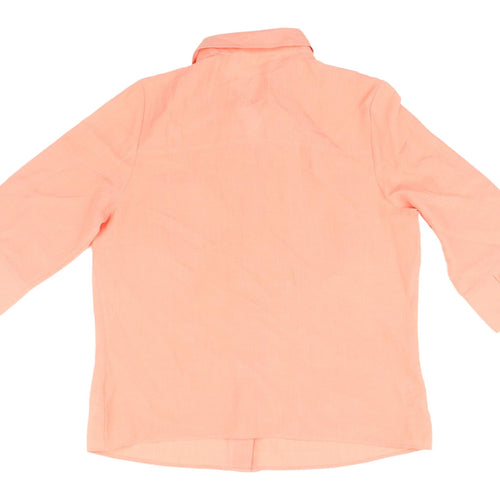Marks & Spencer Women's Orange Button-Up Shirt, Size 14