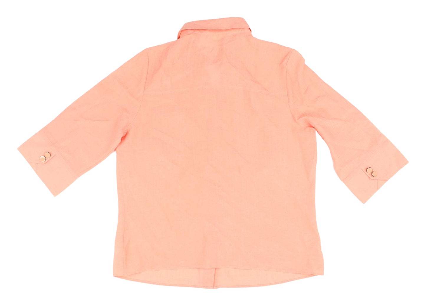 Marks & Spencer Women's Orange Button-Up Shirt, Size 14