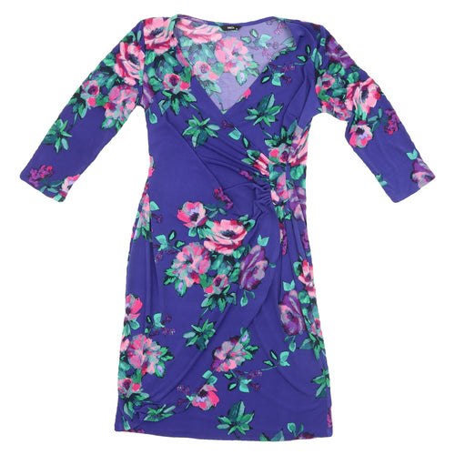 M&Co Women's Multicoloured Size 10 Floral Wrap Dress