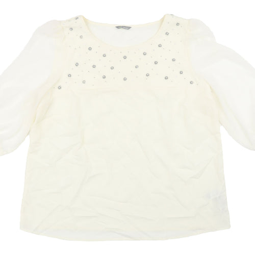 Marks and Spencer Women's Ivory Blouse UK 18 Puff Sleeve