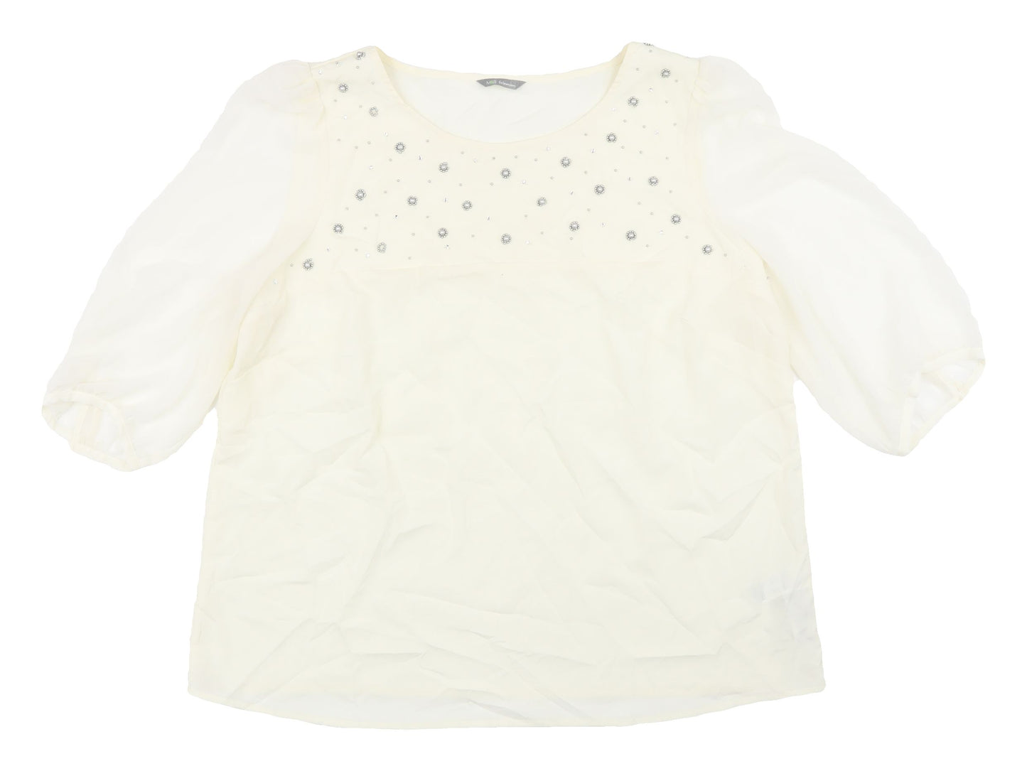 Marks and Spencer Women's Ivory Blouse UK 18 Puff Sleeve