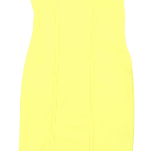 Bershka Women's Yellow Bodycon Dress XS