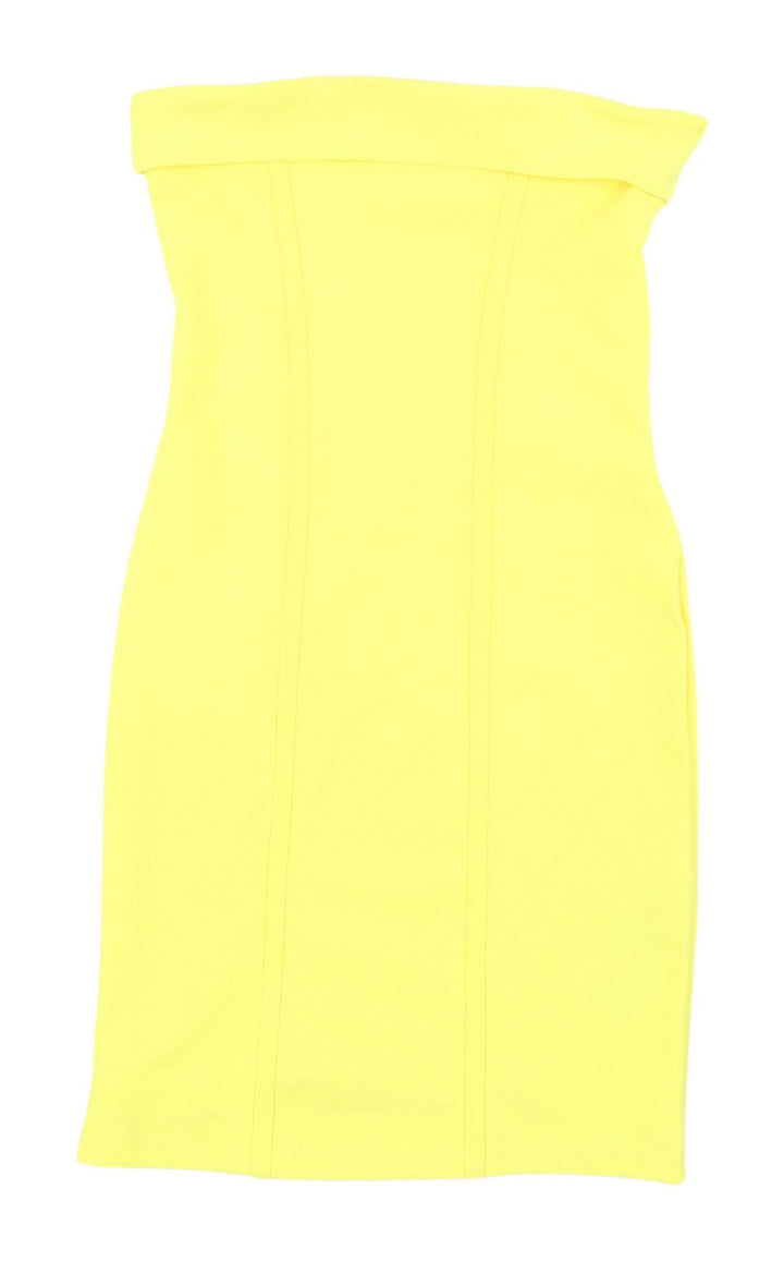 Bershka Women's Yellow Bodycon Dress XS