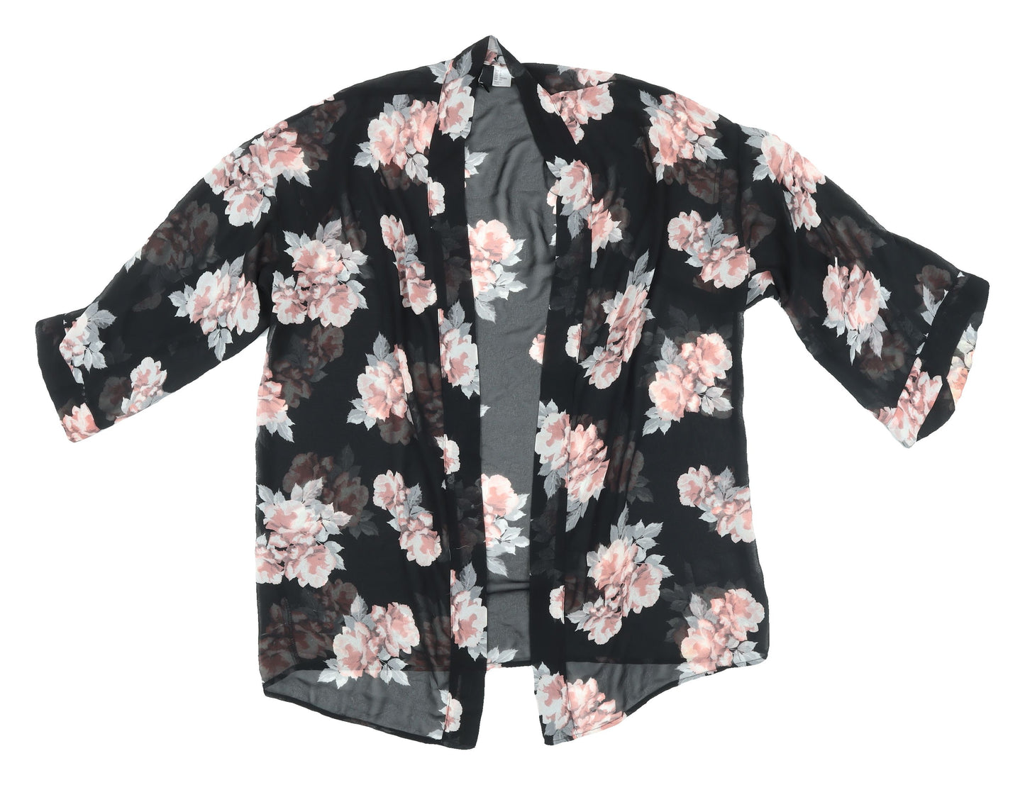 Divided Women's Black Floral Kimono Blouse - Size S