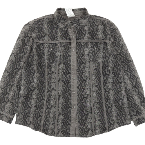 Diane Gilman Women's Grey Animal Print Jacket XL