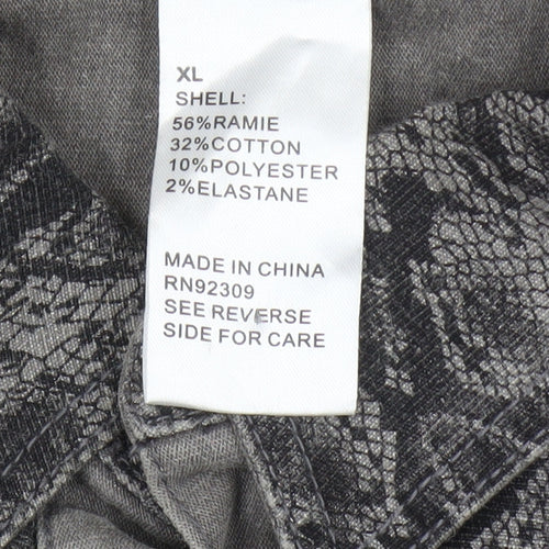 Diane Gilman Women's Grey Animal Print Jacket XL