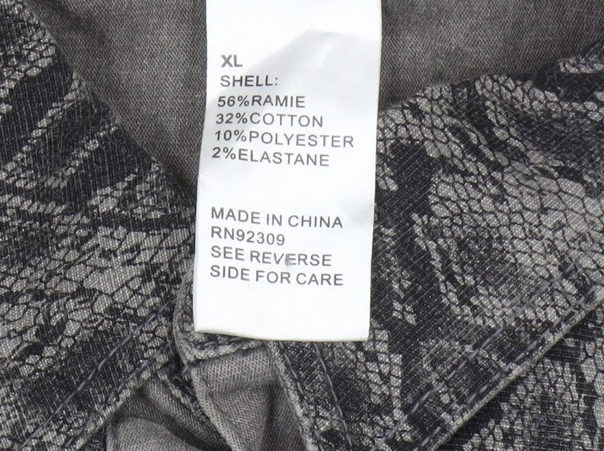 Diane Gilman Women's Grey Animal Print Jacket XL