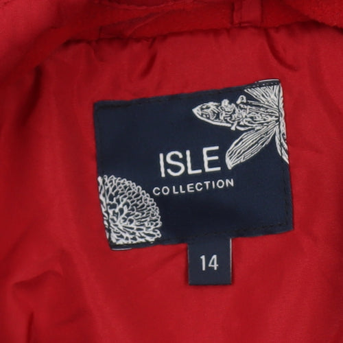 Women's Red Quilted Coat, Size 14, Isle Collection