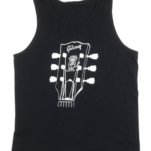 Gildan Men's Black Sleeveless Music Graphic Tank M