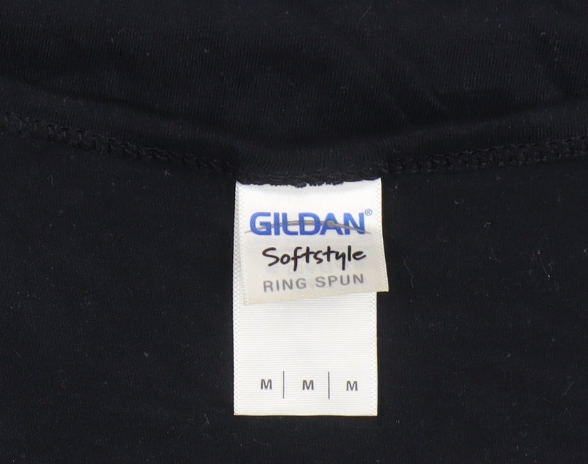Gildan Men's Black Sleeveless Music Graphic Tank M
