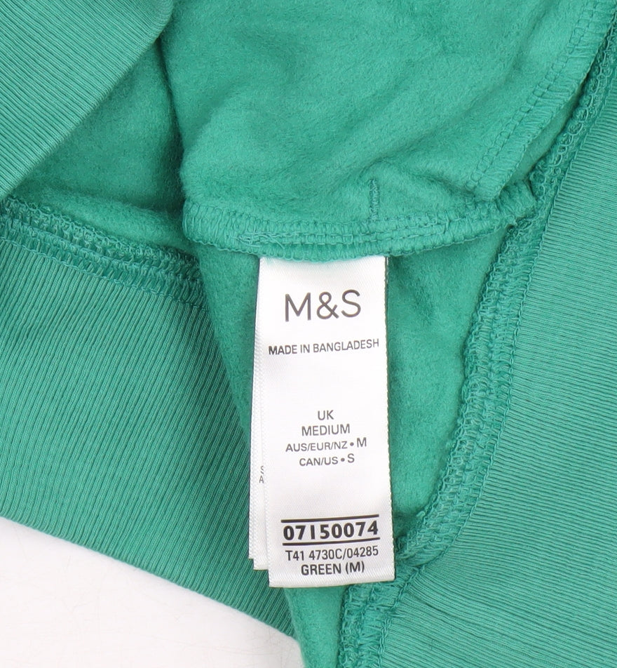 M&S Green Peanuts Hoodie Unisex Adult Size M Casual