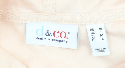 Denim & Co Women's Beige Full Zip Hoodie L