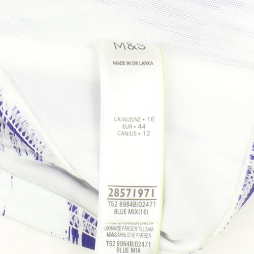 Marks & Spencer Women's Blue Geometric Bikini Top Size 16