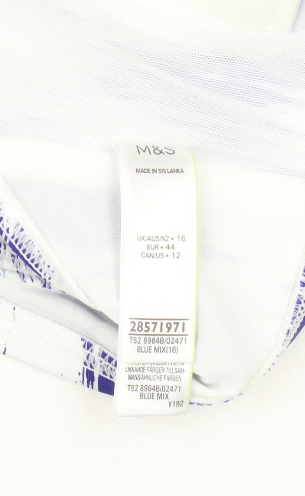 Marks & Spencer Women's Blue Geometric Bikini Top Size 16