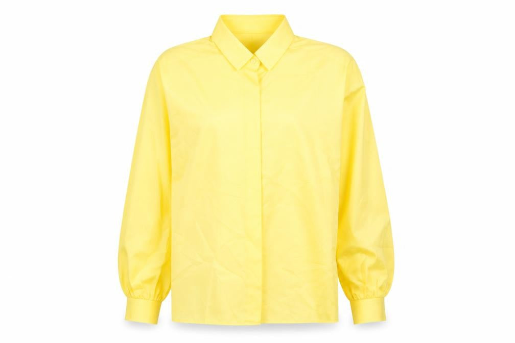 Front view of Principles Women's Yellow Button-Up Shirt, size 12