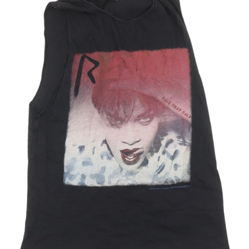 Crafted Women's Black Music Graphic Tank Top Size 8