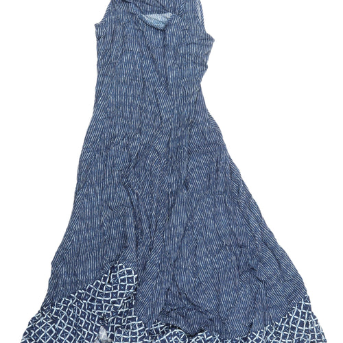 Fat Face Women's Blue Sleeveless Striped Midi Dress