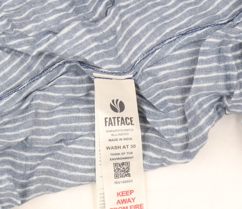 Fat Face Women's Blue Sleeveless Striped Midi Dress