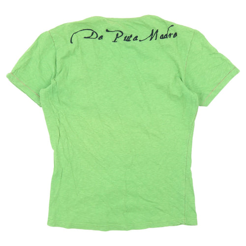 De Puta Madre Green Embroidered Jersey T-Shirt - Small