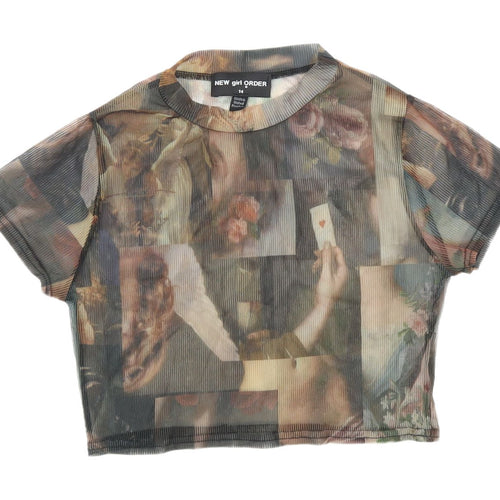 NEW girl ORDER Women's Multicoloured Art T-Shirt, Size 14