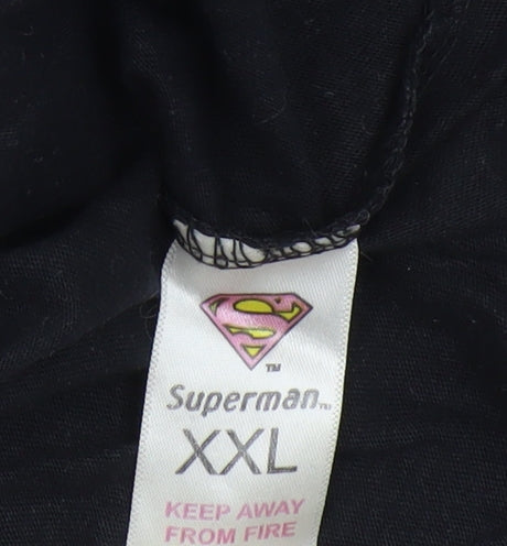 Superman Black T-Shirt - XL, Short Sleeve, Comic Print