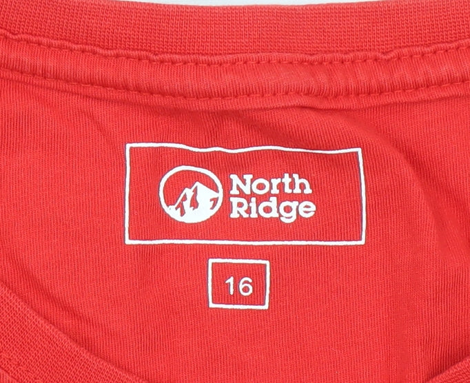 North Ridge Women's Red Basic T-Shirt Size 16