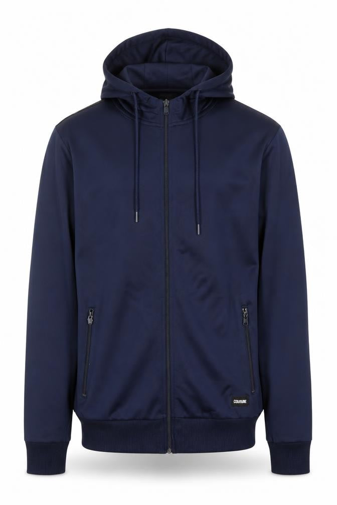 Front view of Couture Men's Blue Full Zip Hoodie S